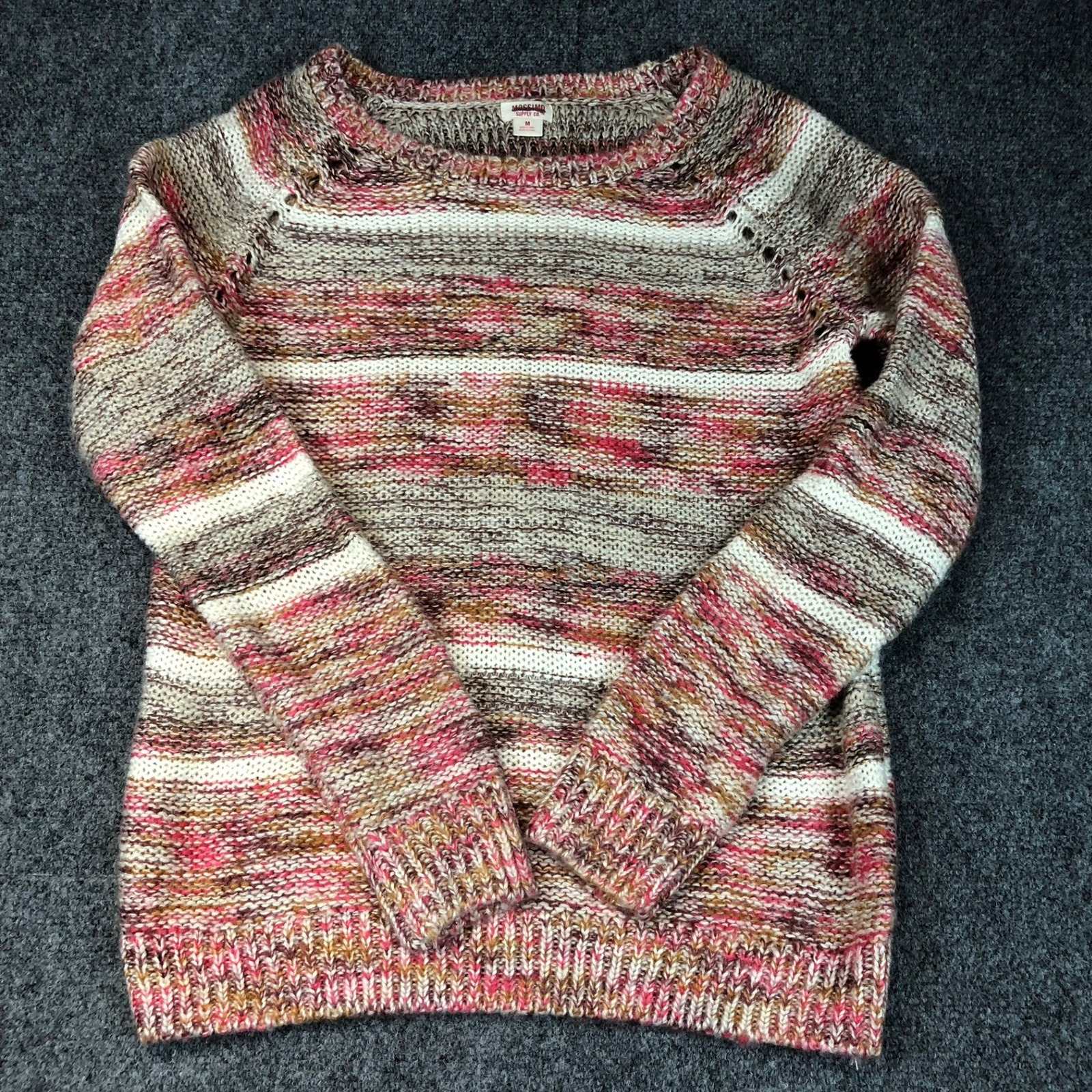 Mossimo Supply Co Striped Knit Sweater Women's M Pink Brown White Casual